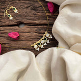 Vriksham Antique 5 Round Pendant Invisible Chain-White Green-G20617